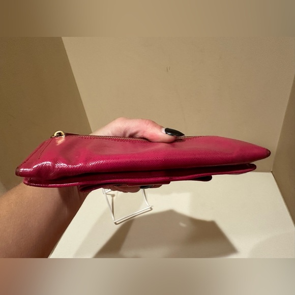 Prada Saffiano Pink Bow Snap Long Wallet - Picture 13 of 15